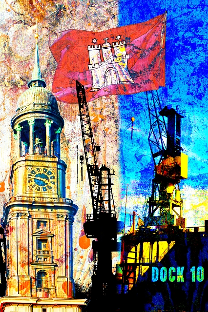 Collage Hamburg Michel Hochkant